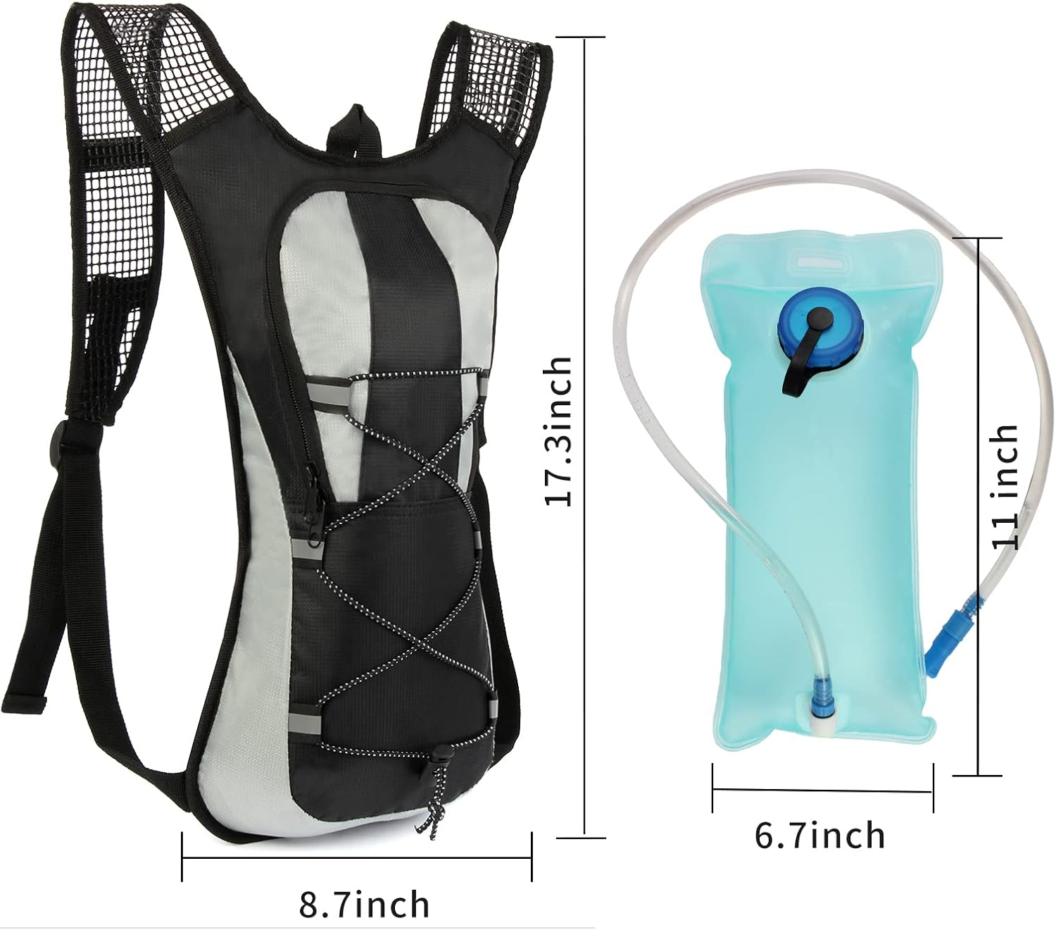 Hydration Pack Backpack, Water Backpack with 2L Bladder, for Hiking, Insulated Suitable Cycling, Running, Rock Climbing and Other Outdoor Activities, black